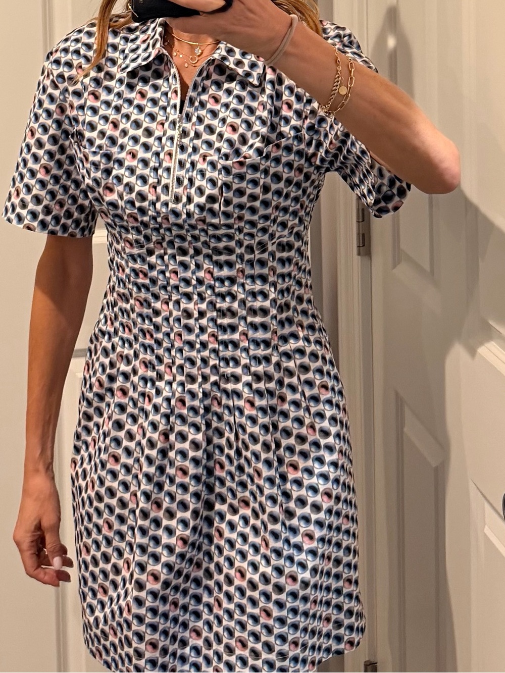 NWT Tory Burch Printed Poplin Dress - Blue Candy Dot Size 2